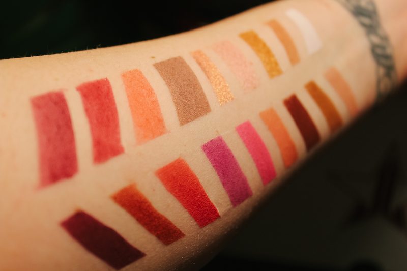 Swatches of the Jeffree Star Cosmetics Blood Sugar Palette